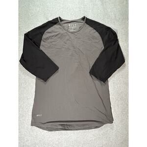 Bylt T Shirt Mens Large 3/4 Baseball Drop Cut Lux Sport Breathable Stretch